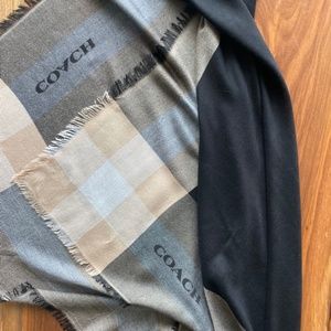 Authentic Coach silk & wool plaid voile scarf